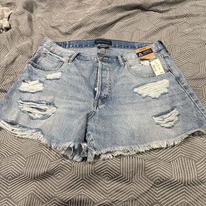 Aeropostale Women's Distressed Jean Shorts - Light Blue